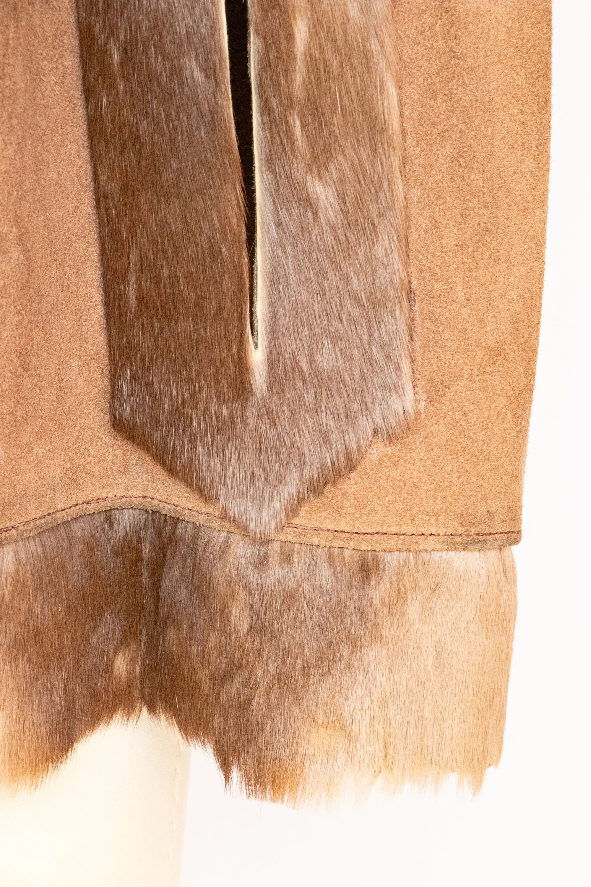 1970s Cape Brown Suede Coat Leather Patchwork Suede