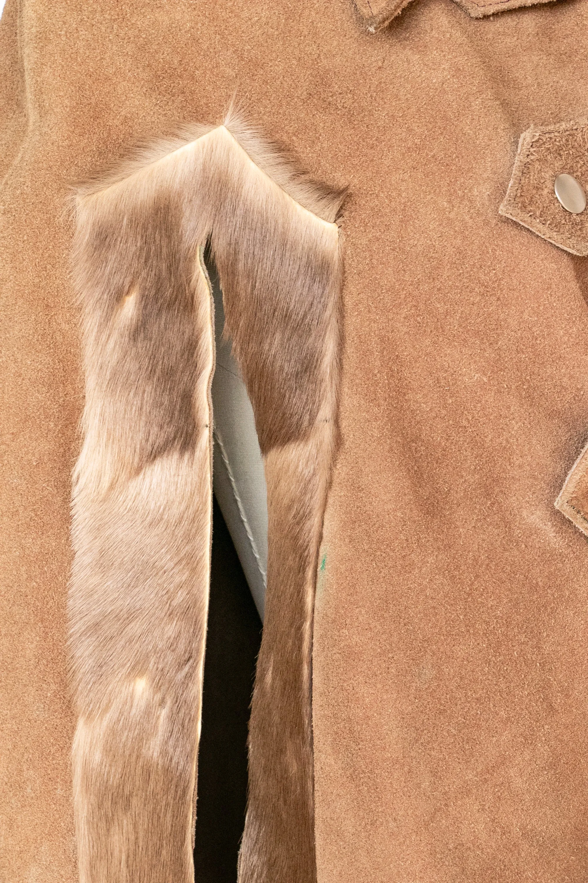 1970s Cape Brown Suede Coat Leather Patchwork Suede