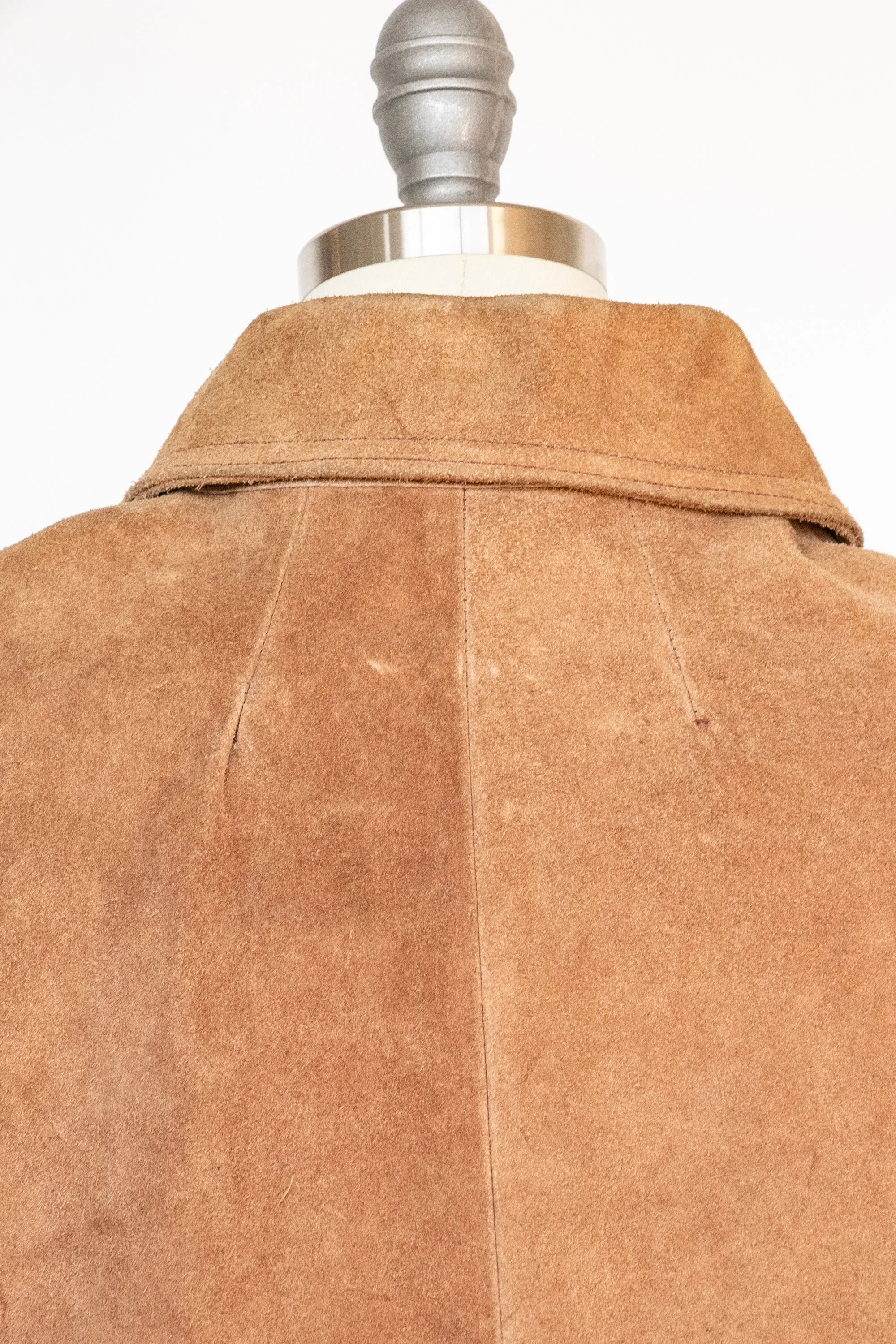 1970s Cape Brown Suede Coat Leather Patchwork Suede