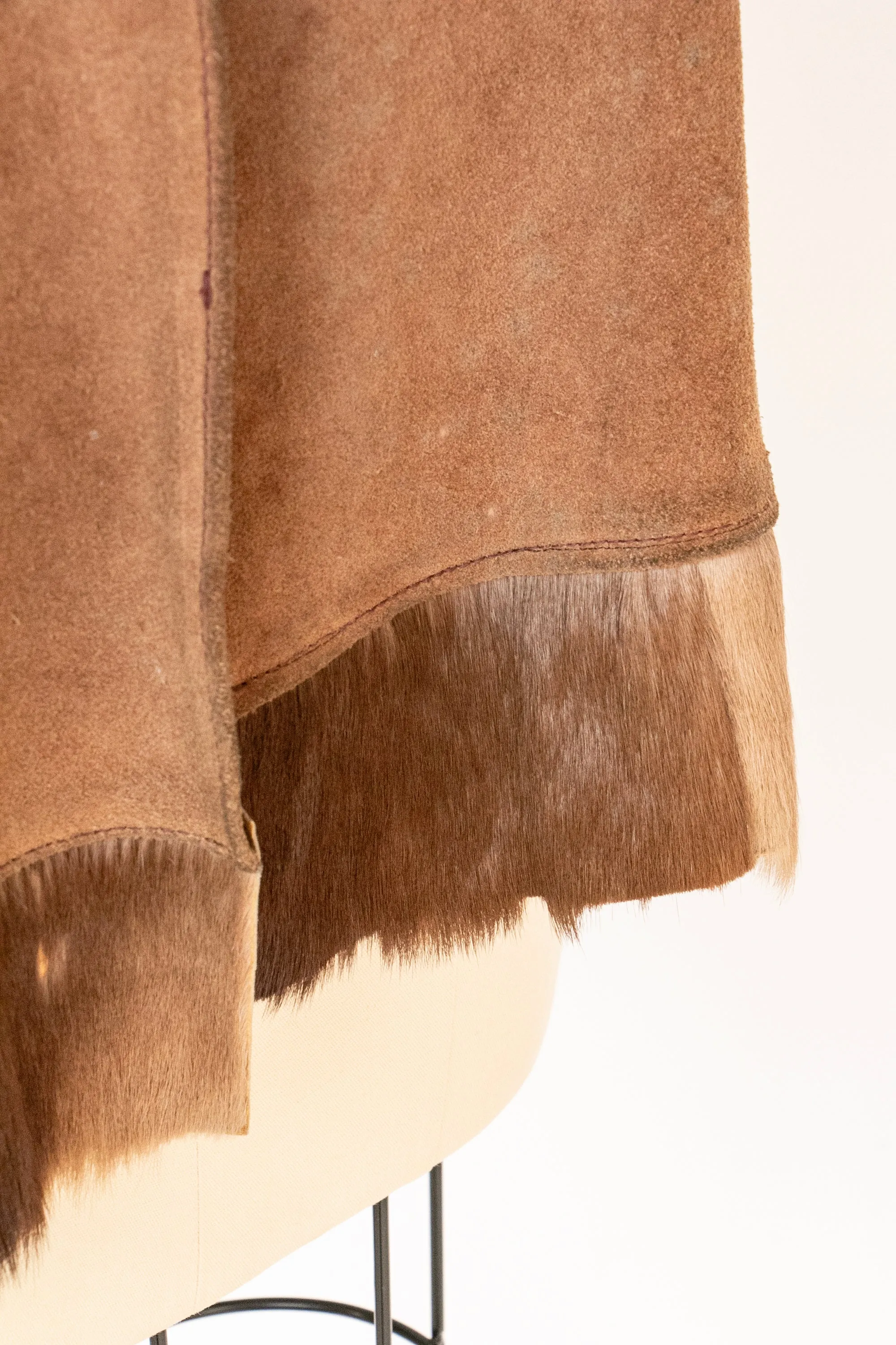 1970s Cape Brown Suede Coat Leather Patchwork Suede