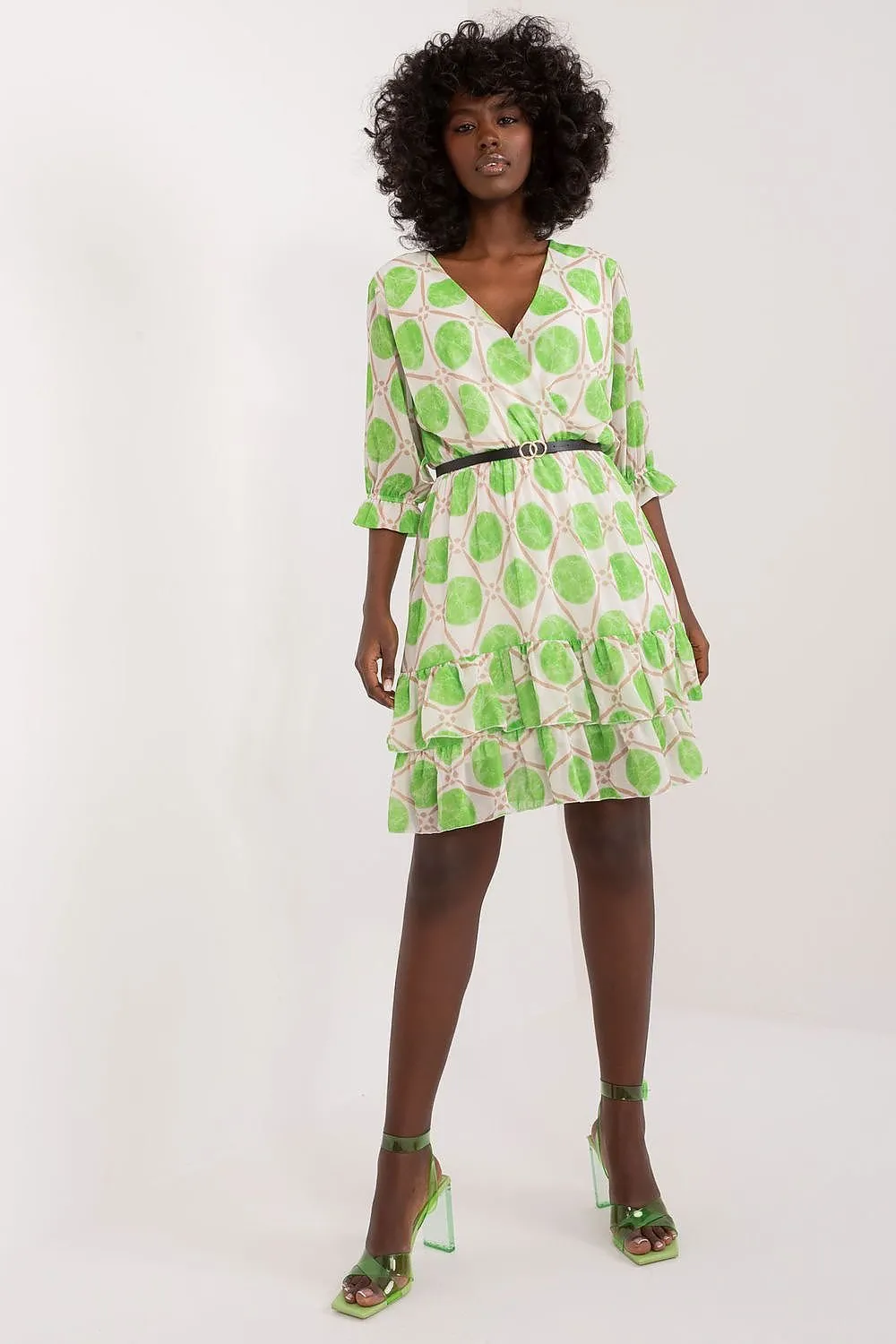 3/4 sleeve colorful print daydress