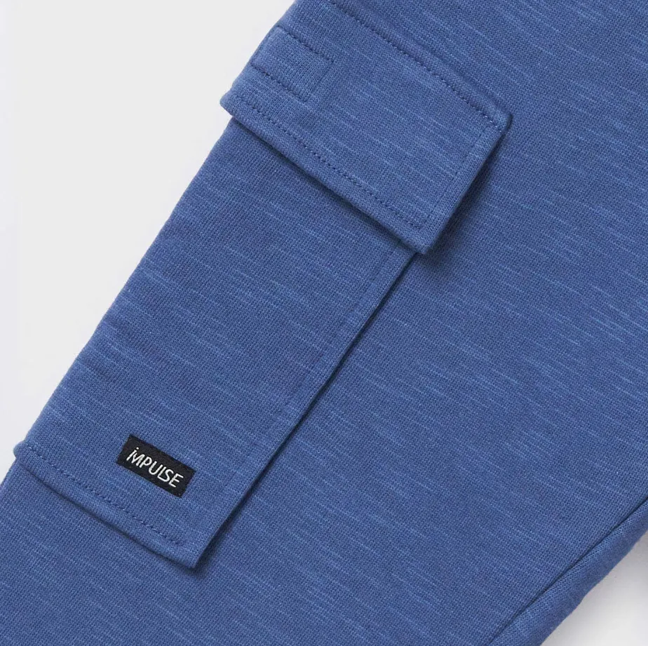 7520 Mayoral Tween/Teen Boys Knit Cargo Joggers - Artic Blue