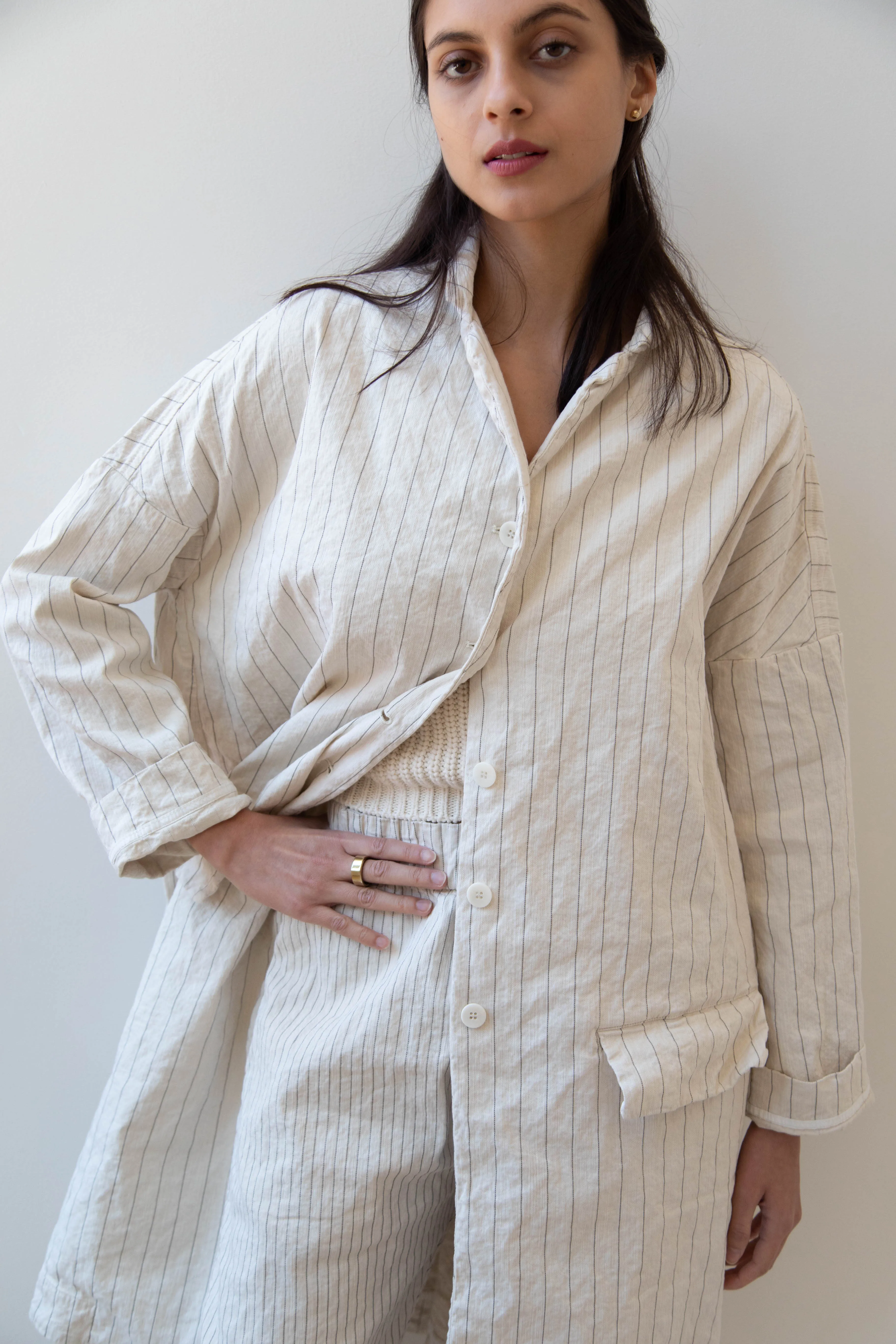 Album di Famiglia | Pinstriped Coat in Natural