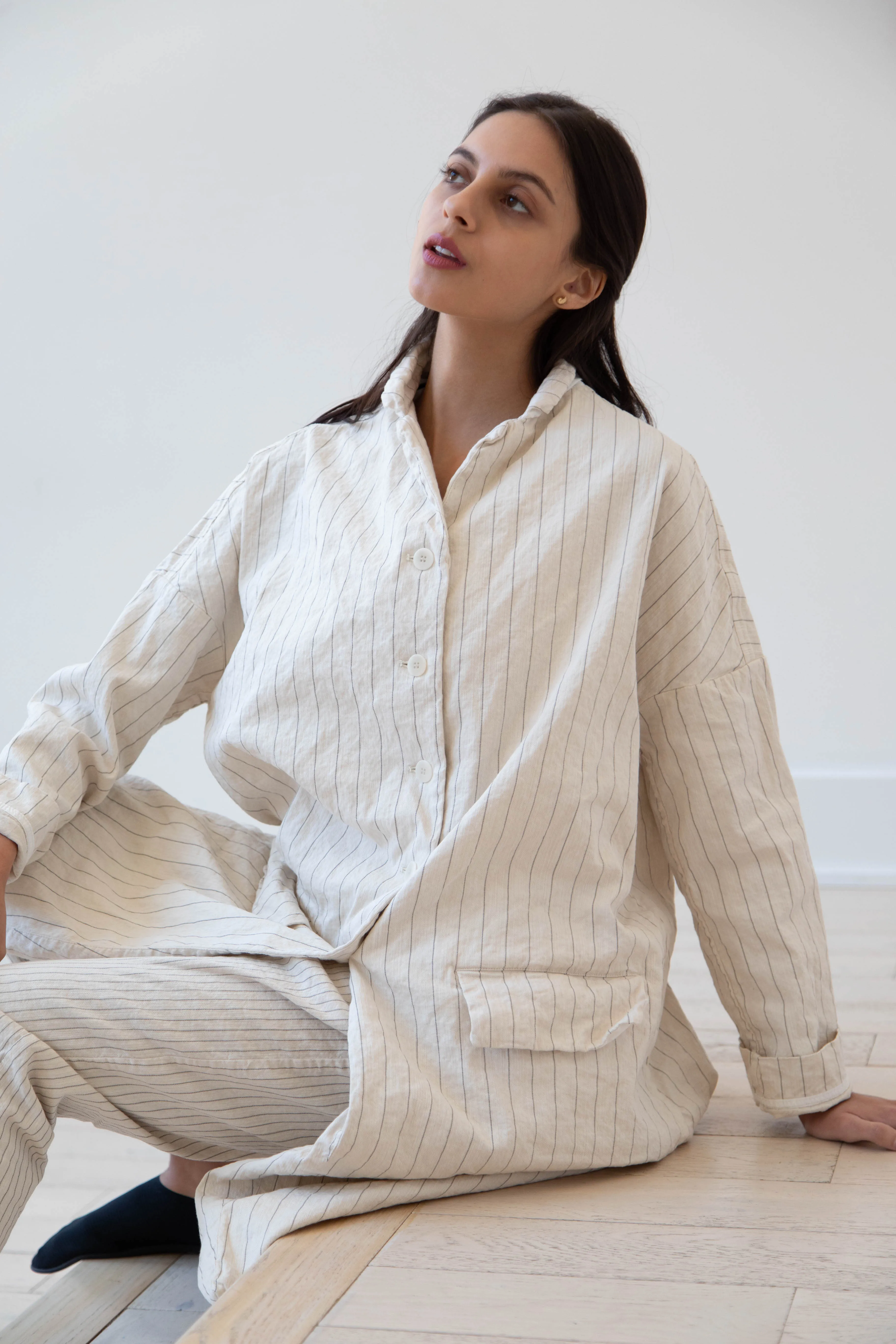 Album di Famiglia | Pinstriped Coat in Natural