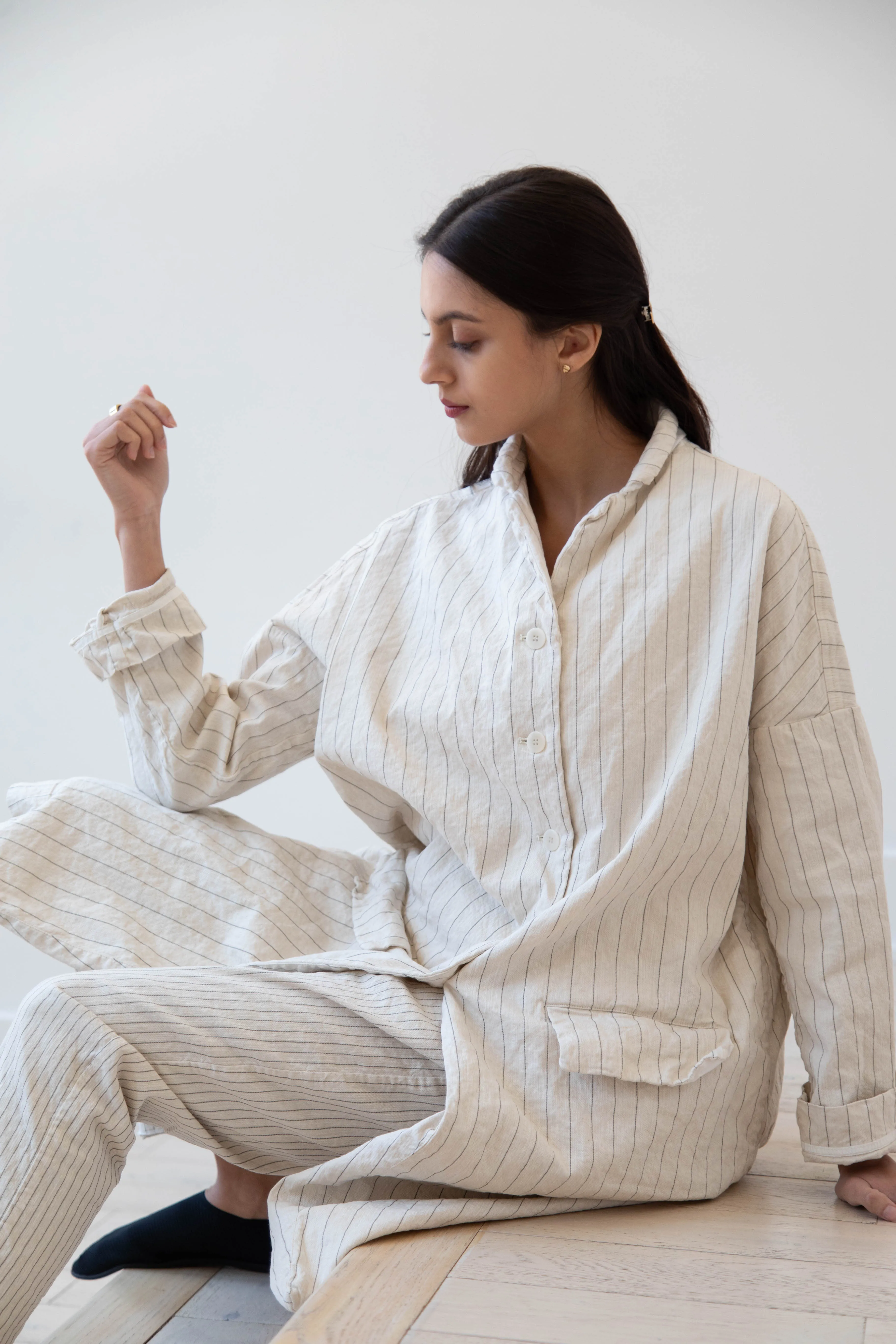 Album di Famiglia | Pinstriped Coat in Natural