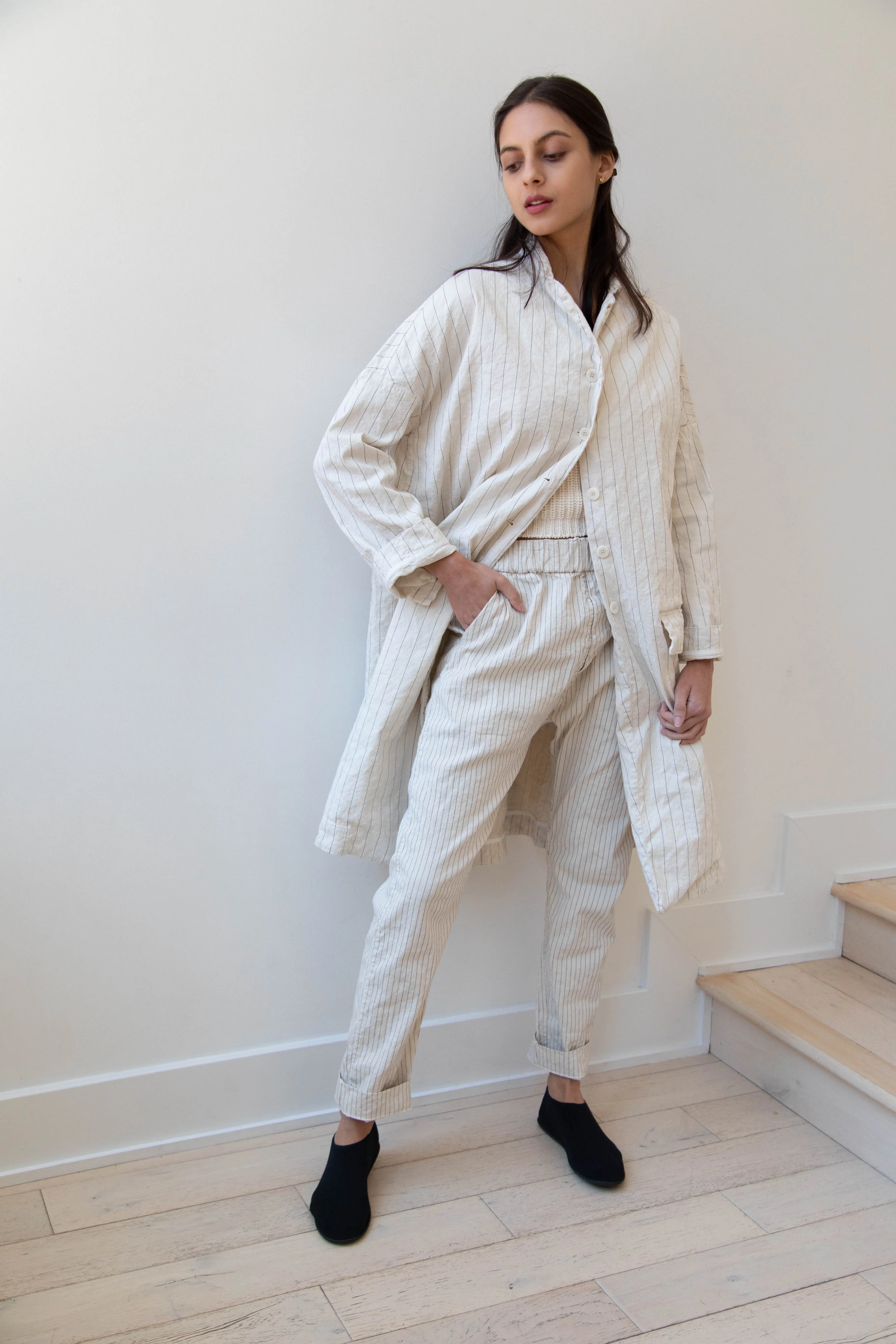 Album di Famiglia | Pinstriped Coat in Natural