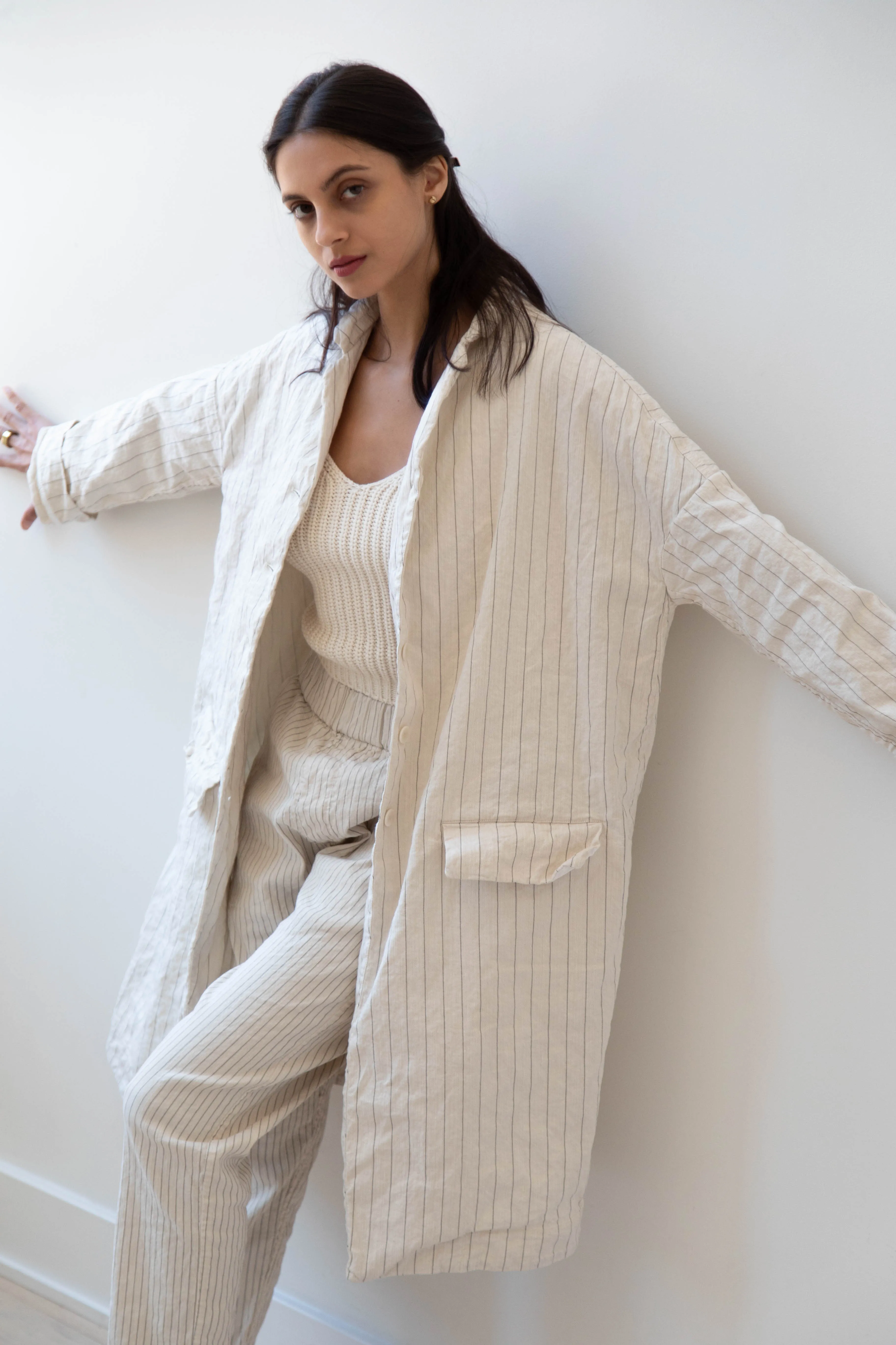 Album di Famiglia | Pinstriped Coat in Natural