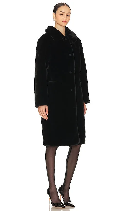 ALLSAINTS Sora Faux Fur Coat in Black