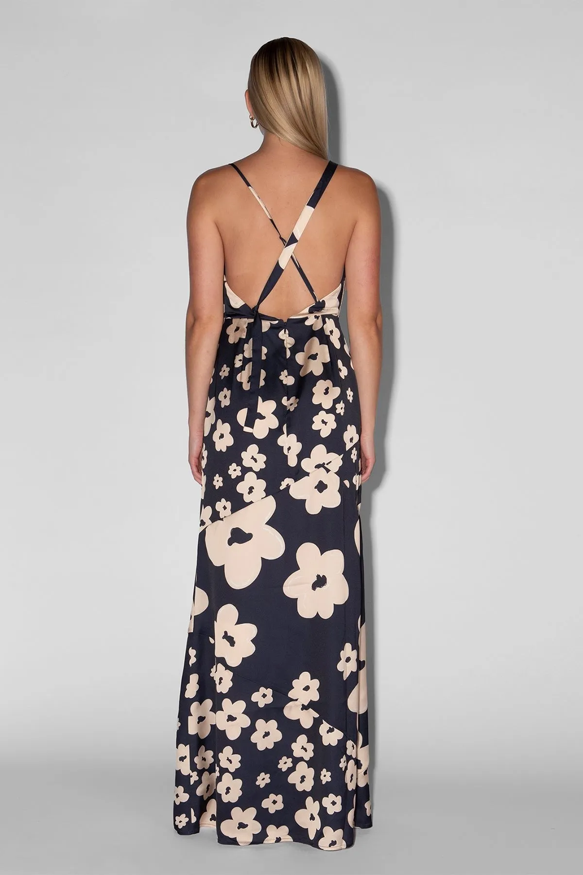 Amor Cowl Neck Dress - Navy Floral