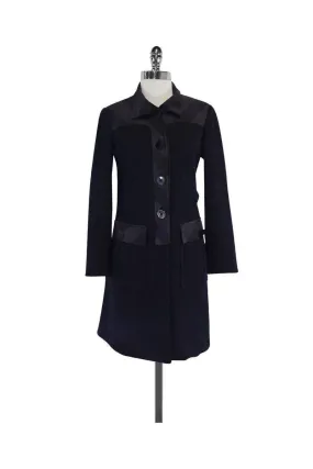 Annelore - Navy Plaid Cotton & Wool Coat Sz 4
