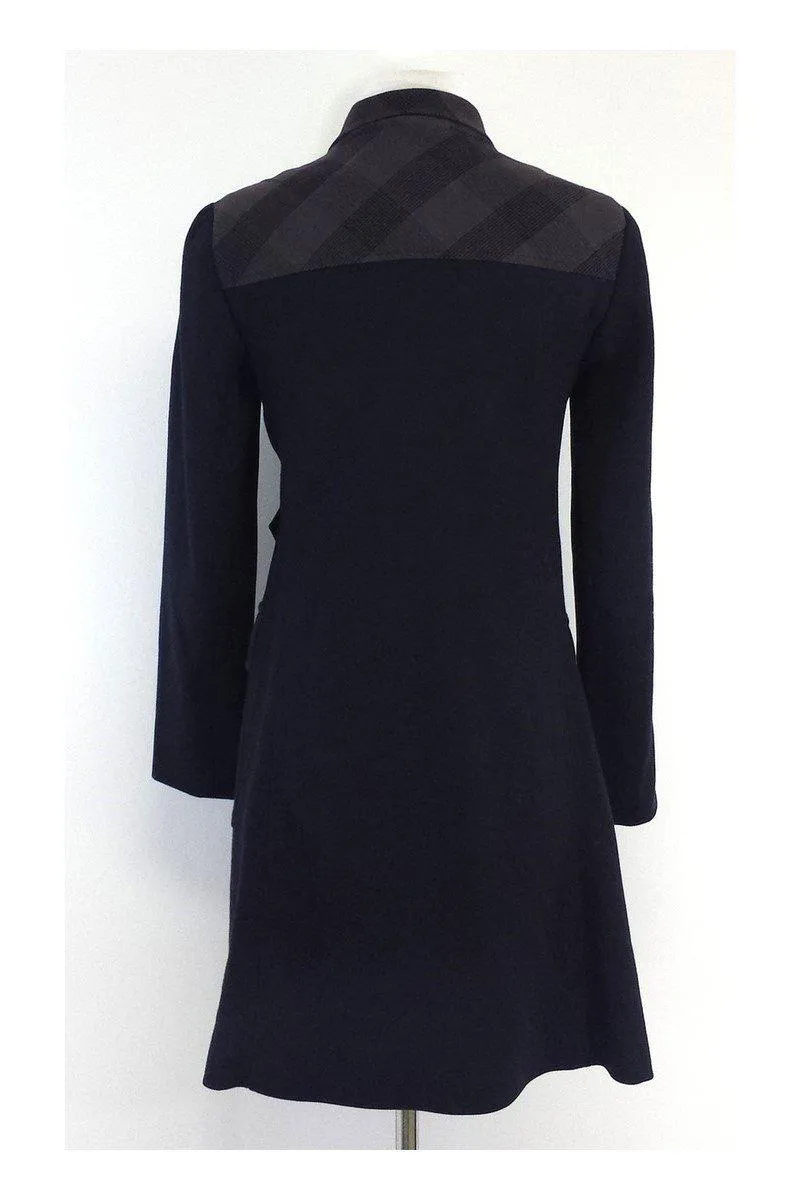 Annelore - Navy Plaid Cotton & Wool Coat Sz 4
