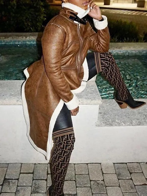 Asymmetric Shearling Coat