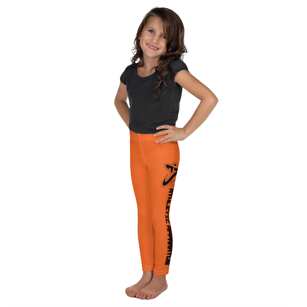 Athletic Apparatus Orange Black logo White stitch Kid's Leggings