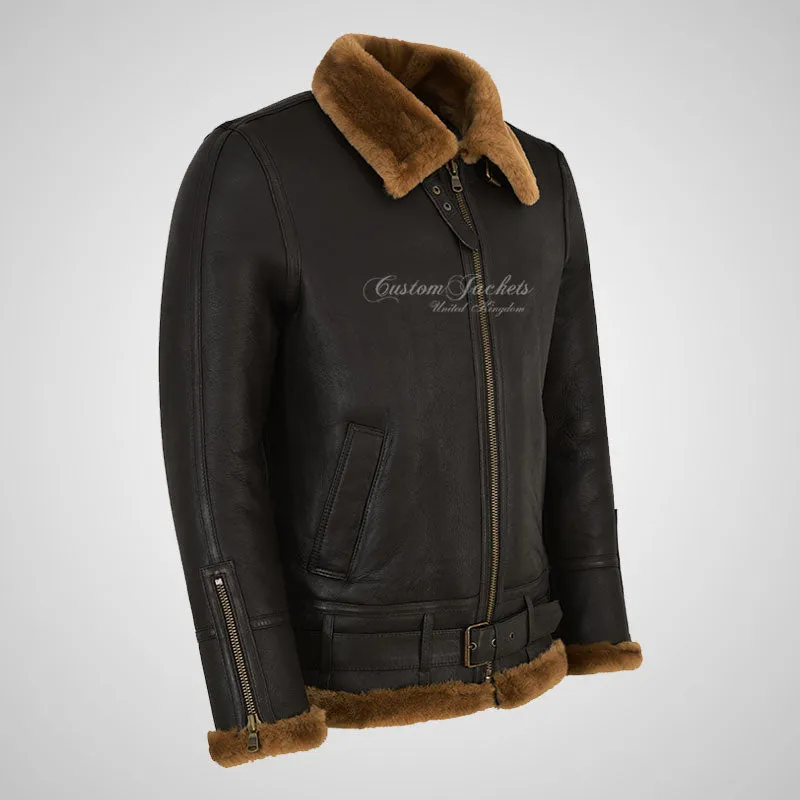 AVIATOR Men's Sheepskin Jacket Ginger Fur B3 Flying Shearling Jacket