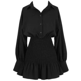 Black Long-sleeved Shirt Dress