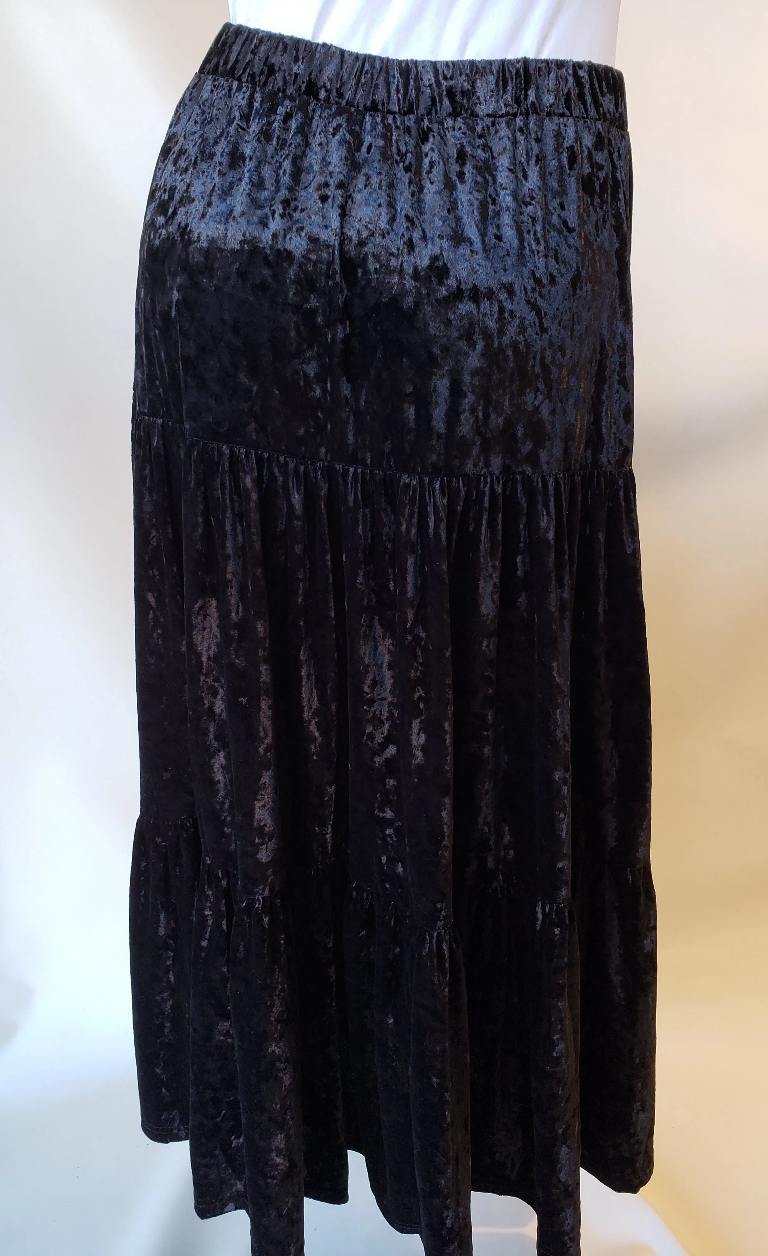 Bliss Tiered Crushed Velvet Skirt