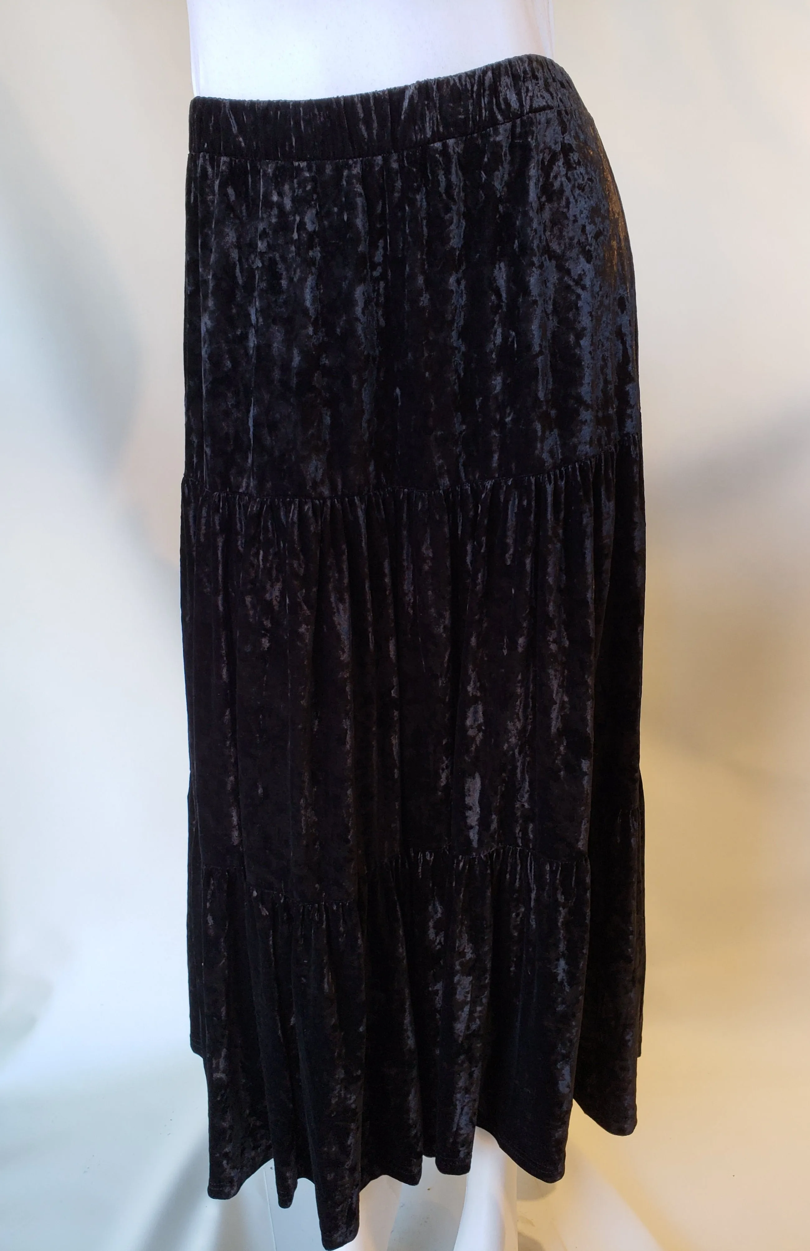 Bliss Tiered Crushed Velvet Skirt