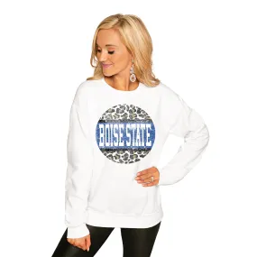 BOISE STATE BRONCOS "SCOOP & SCORE" PERFECT COZY CREW SWEATSHIRT