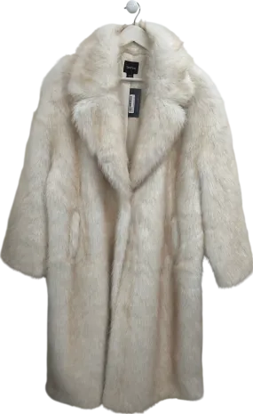 boohoo Cream Longline Faux Fur Coat UK 16