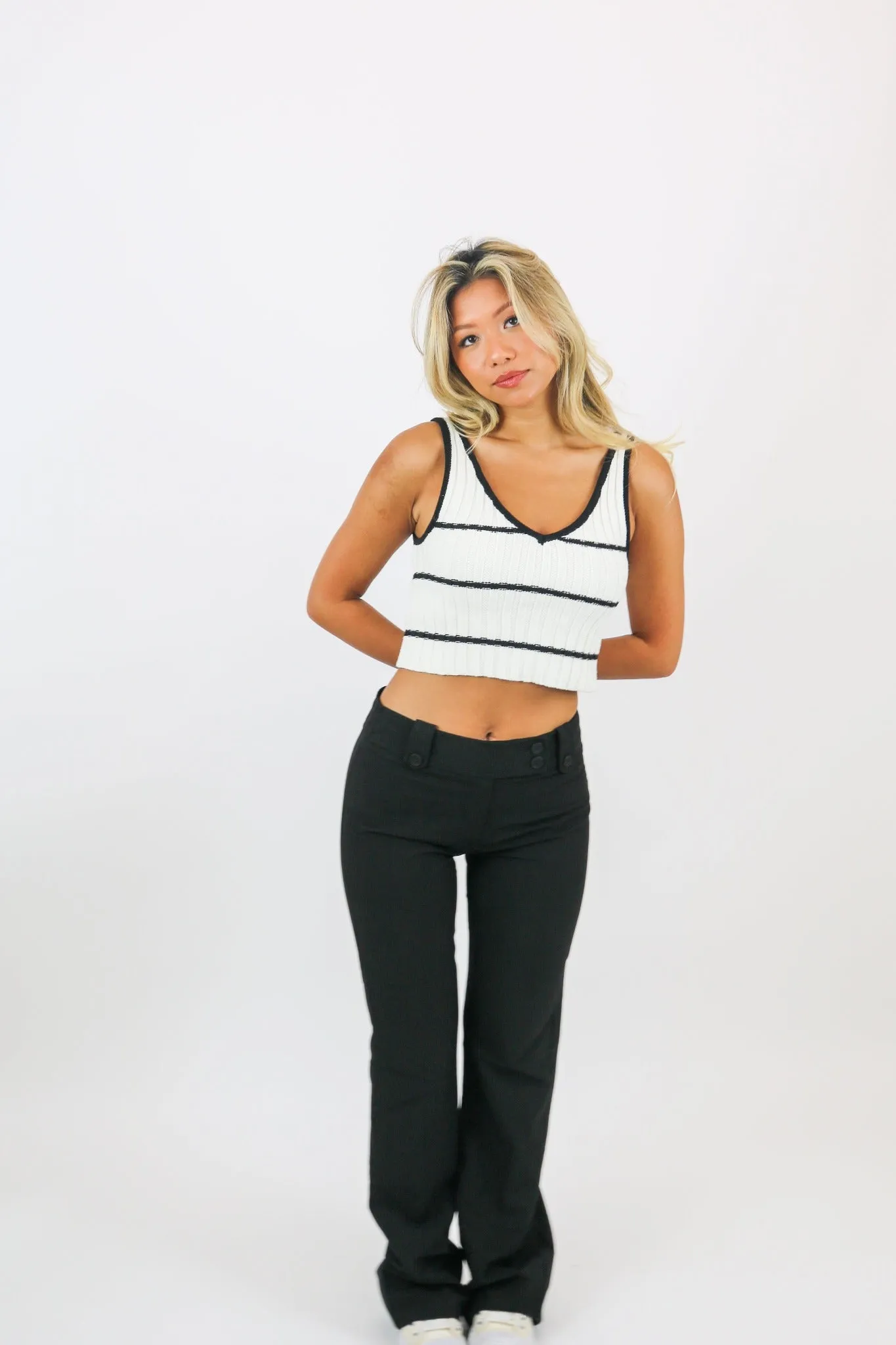 Boston Knit Top | White|Black