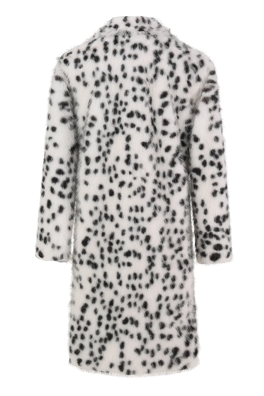 Branco Preto Leopard Print Faux Fur Coat Men's Mid-Length Suit Collar