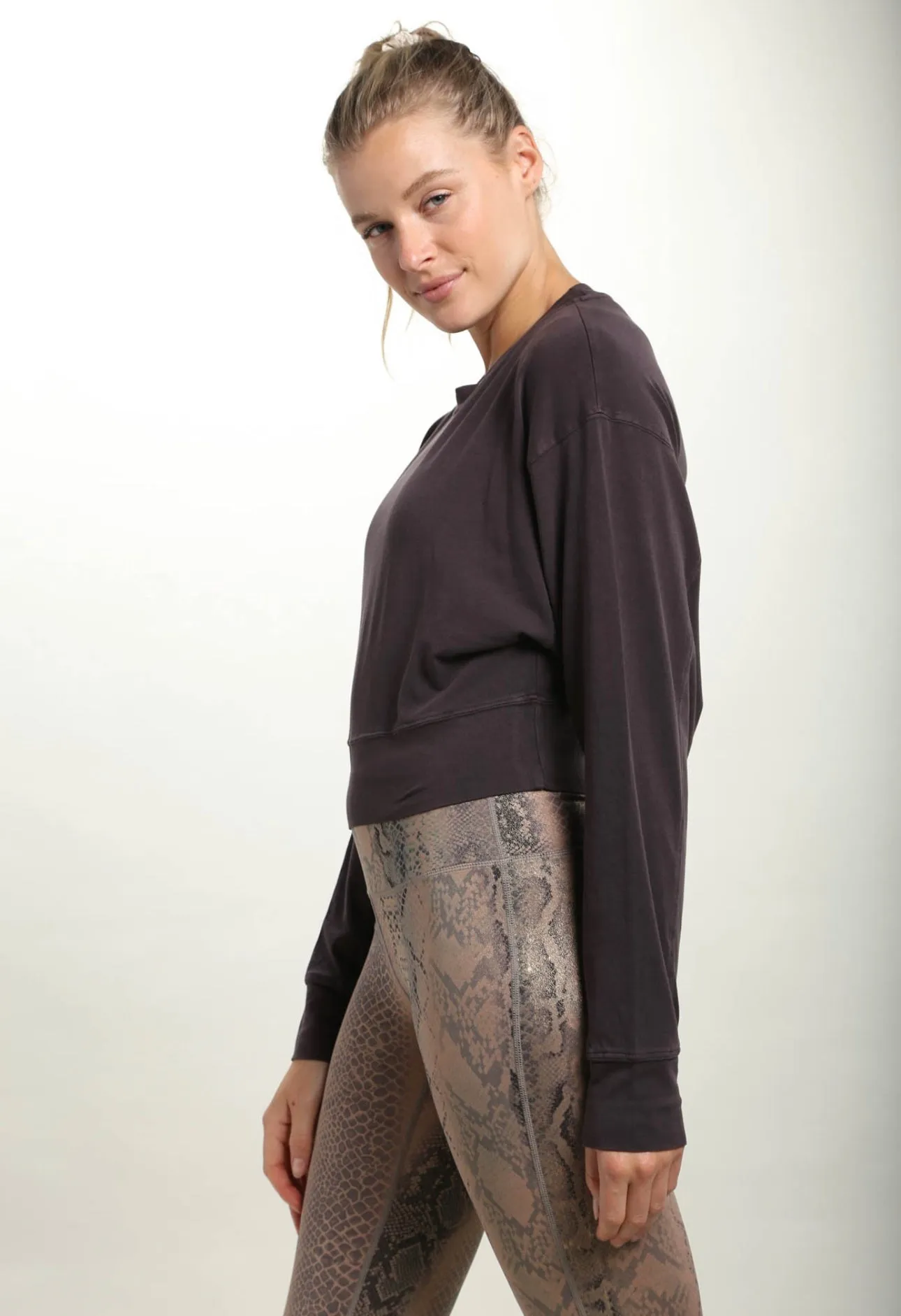 Brown Lightweight Cropped Pullover