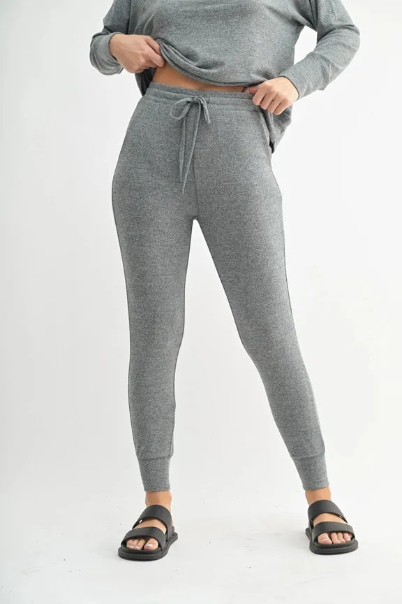 Brushed Lounge Joggers 2 Tone Grey