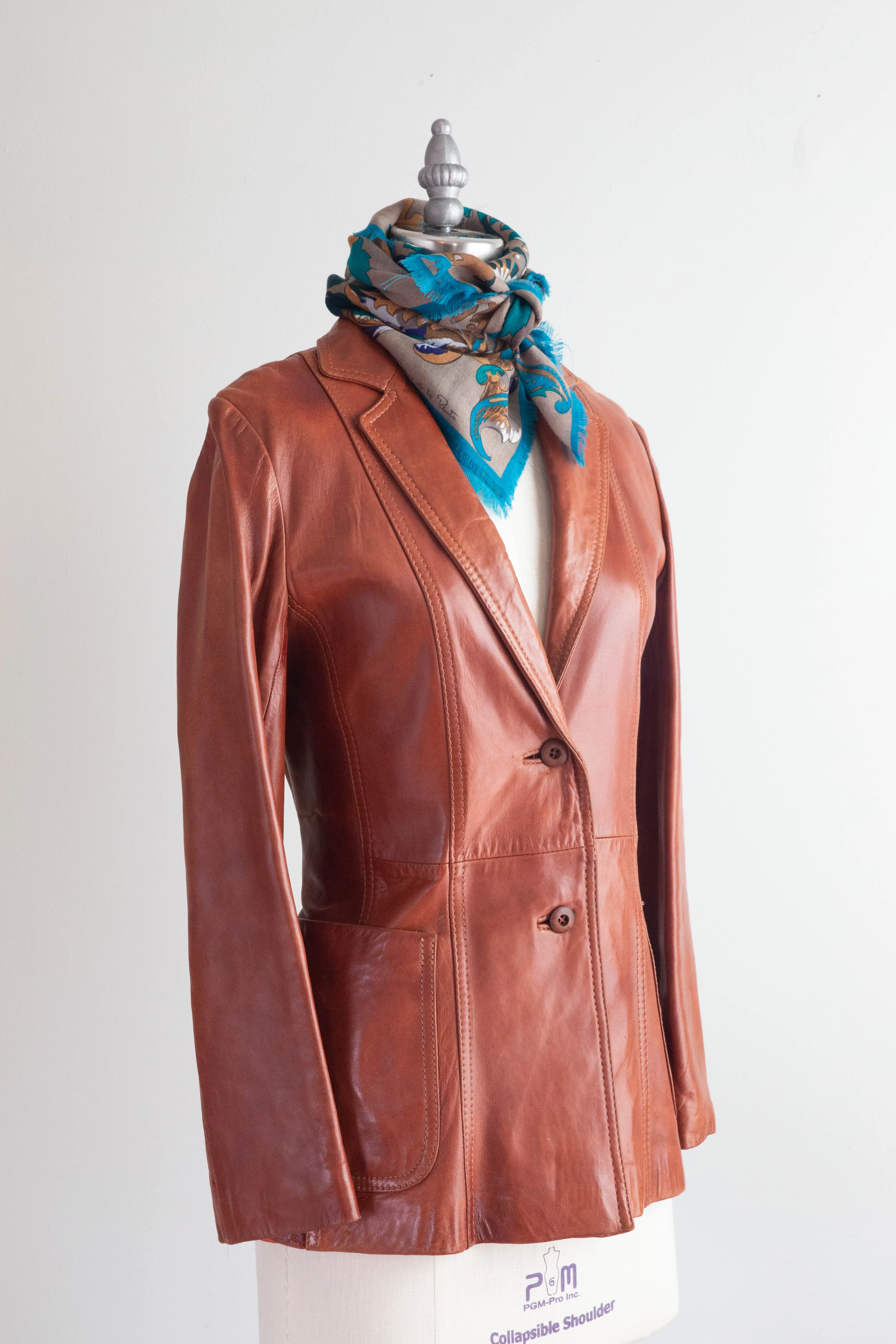 Buttery Soft 1970's Tobacco Brown Leather Blazer Jacket / Small