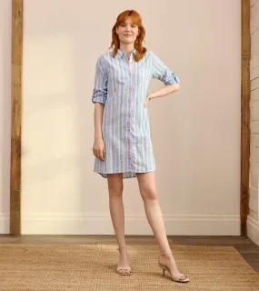 Cara Shirt Dress - Light Blue Stripes