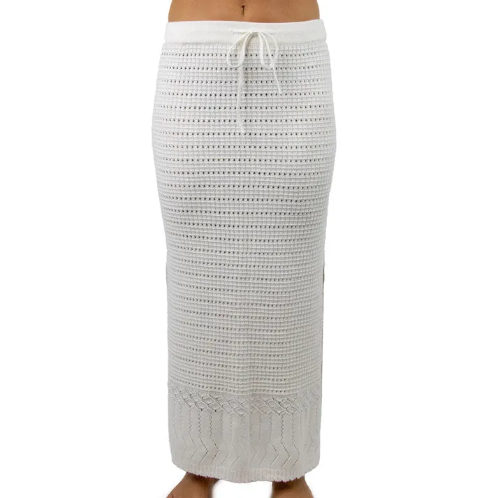 Carve Malibu Womens Crochet Long Skirt - Cream