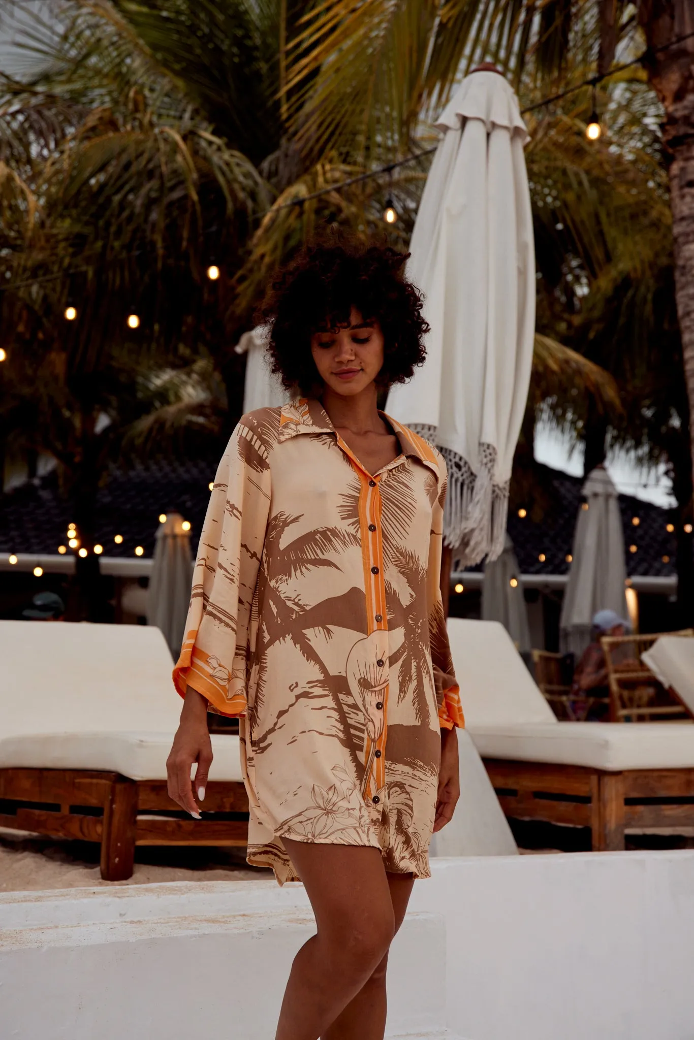 Coco Shirt Dress - Papaya