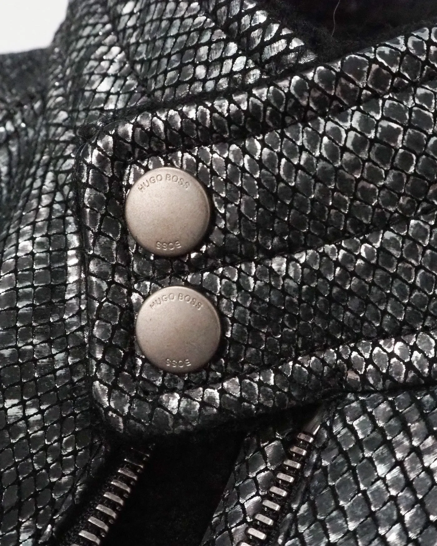 'Codes' Shearling Silver Leather Jacket