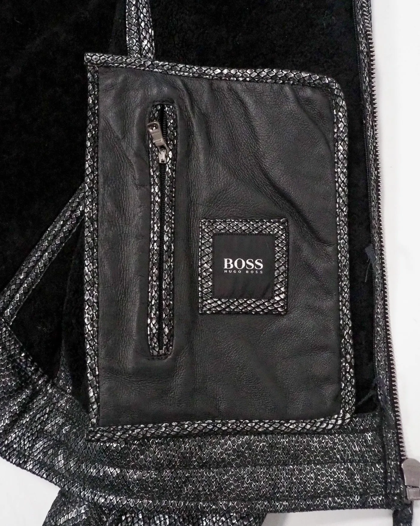 'Codes' Shearling Silver Leather Jacket