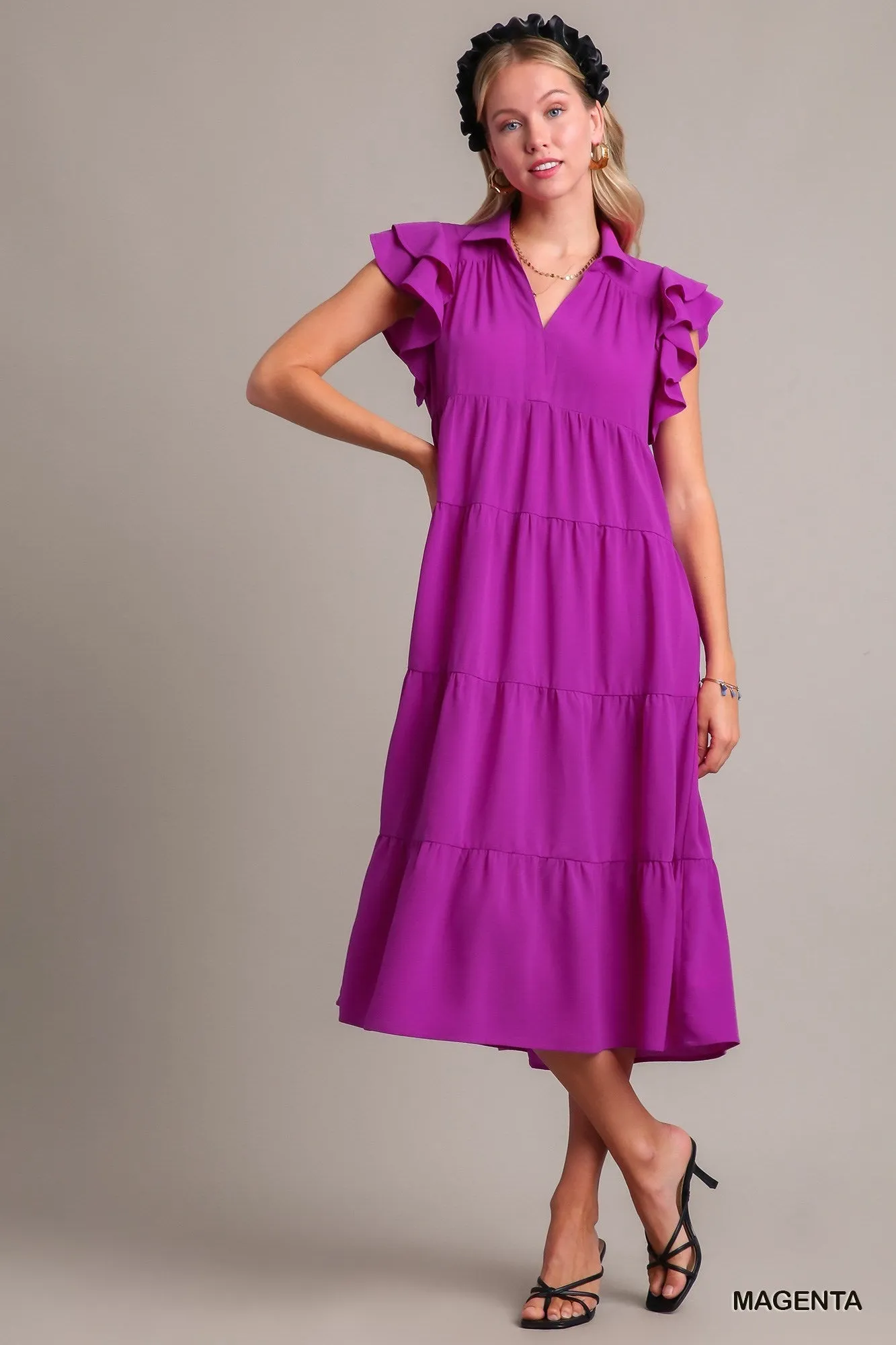 Collar Tier Maxi Dress