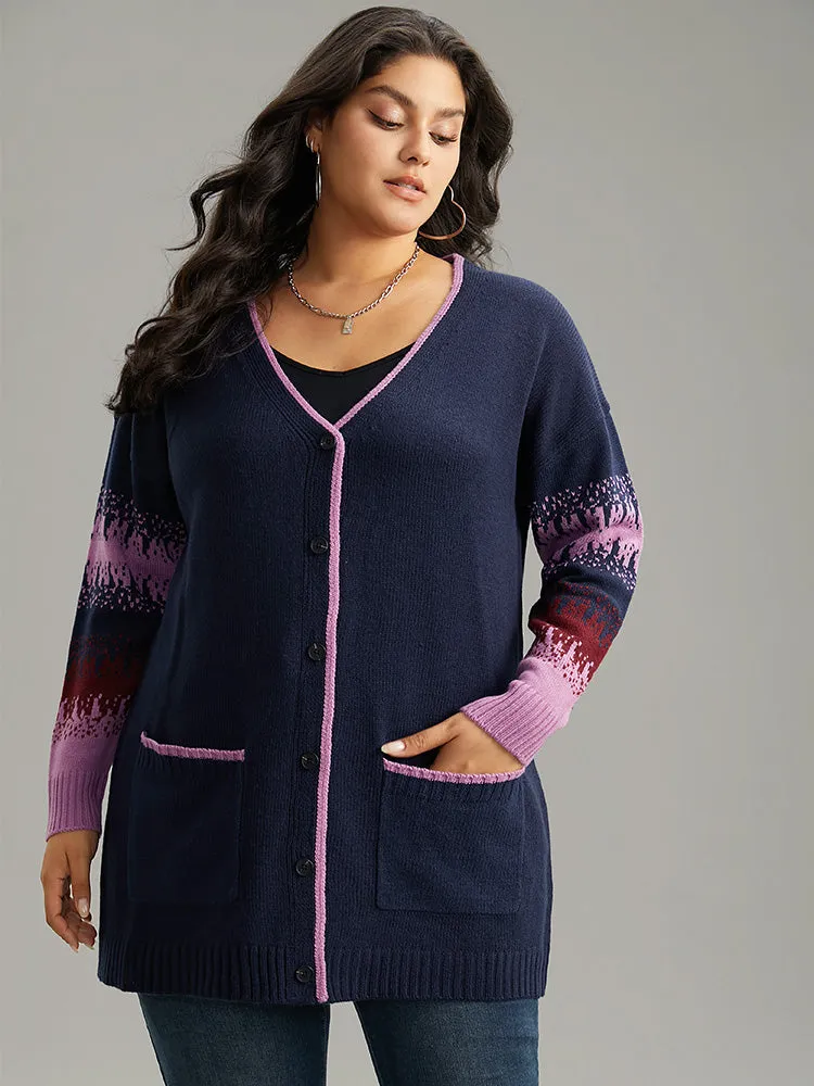 Contrast Heather Pocket Open Front Cardigan