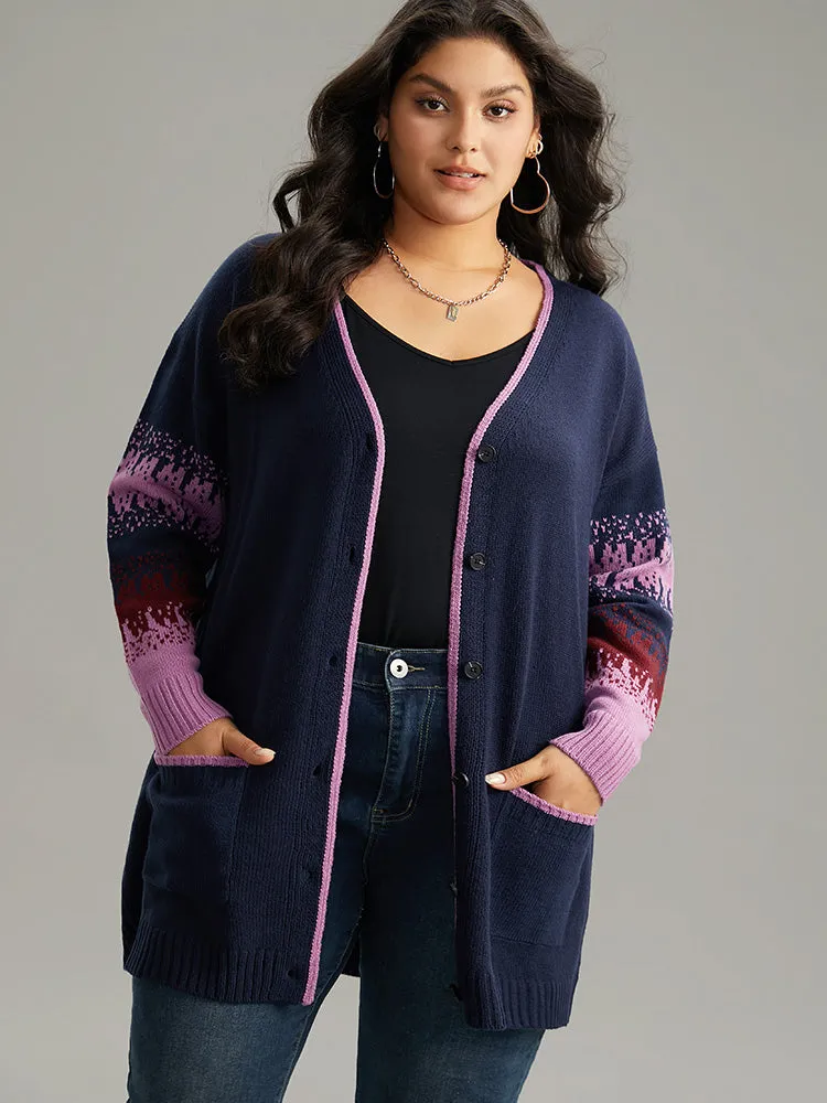 Contrast Heather Pocket Open Front Cardigan