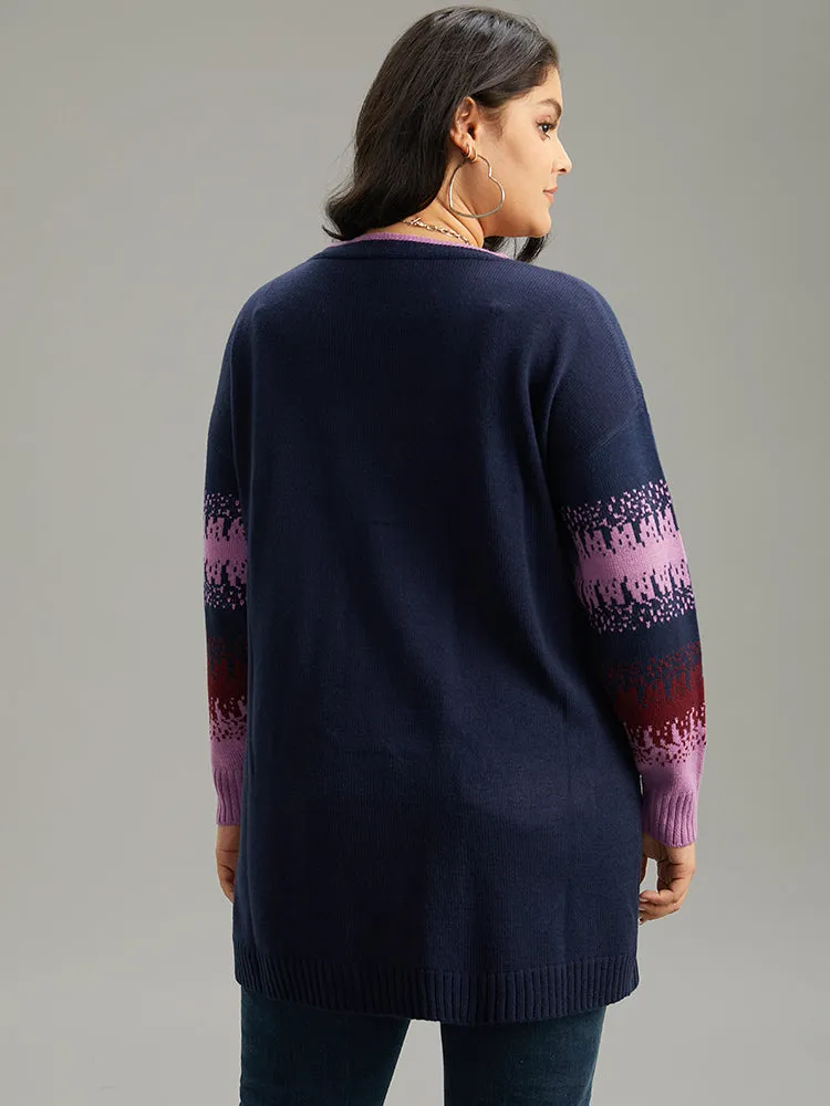 Contrast Heather Pocket Open Front Cardigan