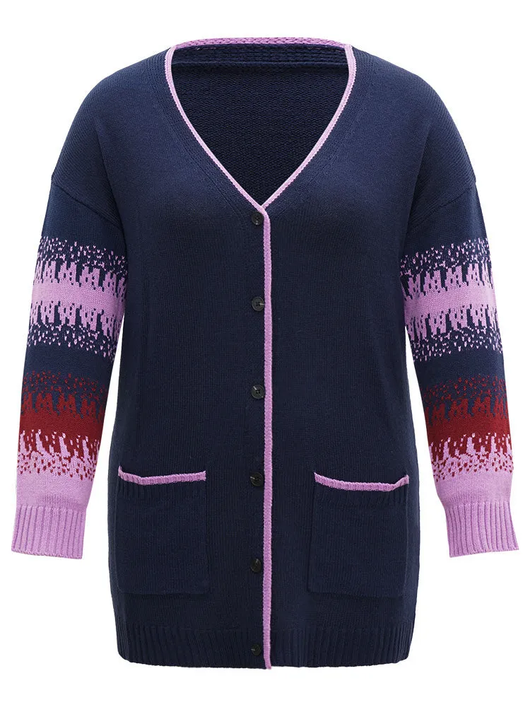 Contrast Heather Pocket Open Front Cardigan
