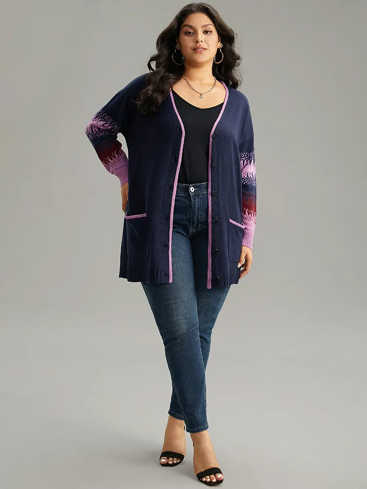 Contrast Heather Pocket Open Front Cardigan