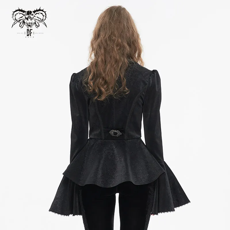 CT211 Patterned leather lace bell-sleeve jacket
