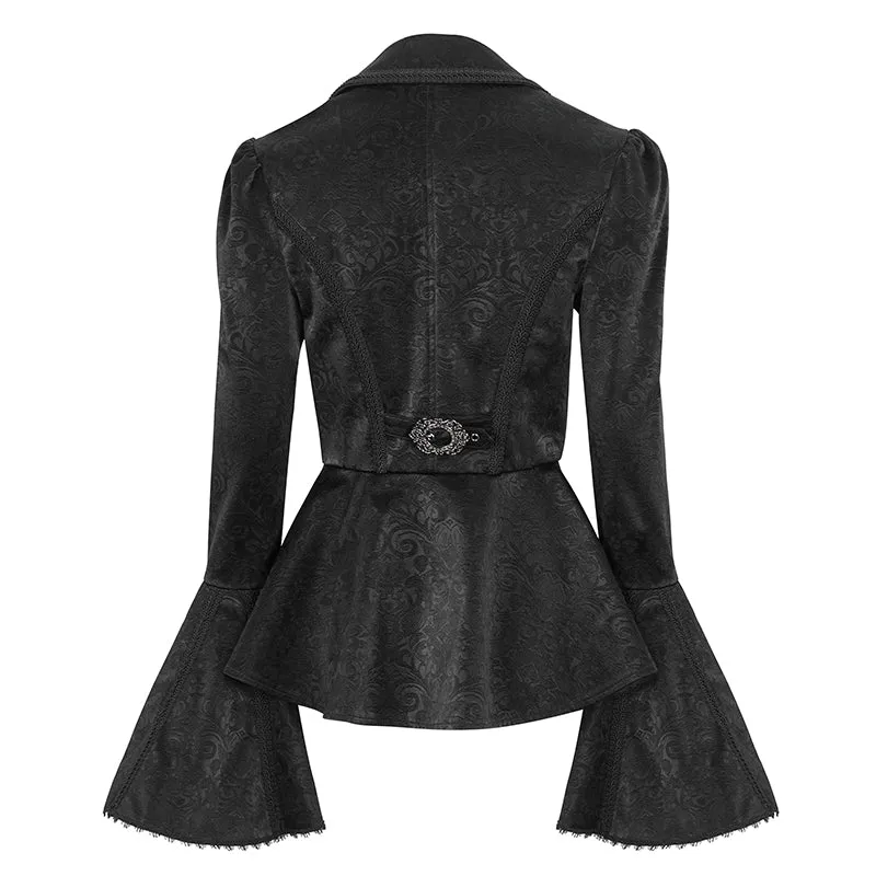 CT211 Patterned leather lace bell-sleeve jacket