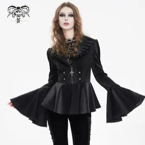 CT211 Patterned leather lace bell-sleeve jacket