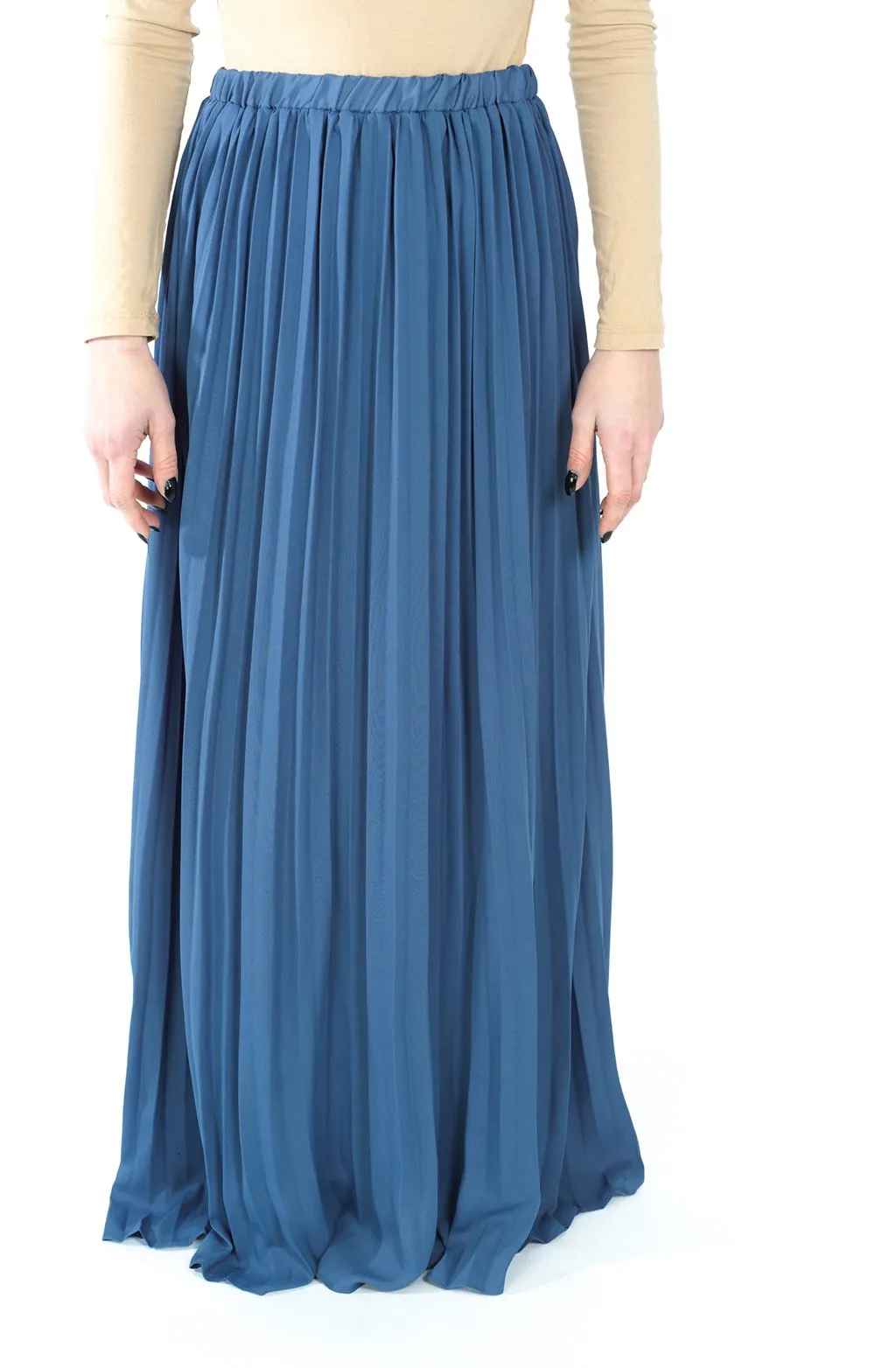 Denim pleated Maxi Skirt
