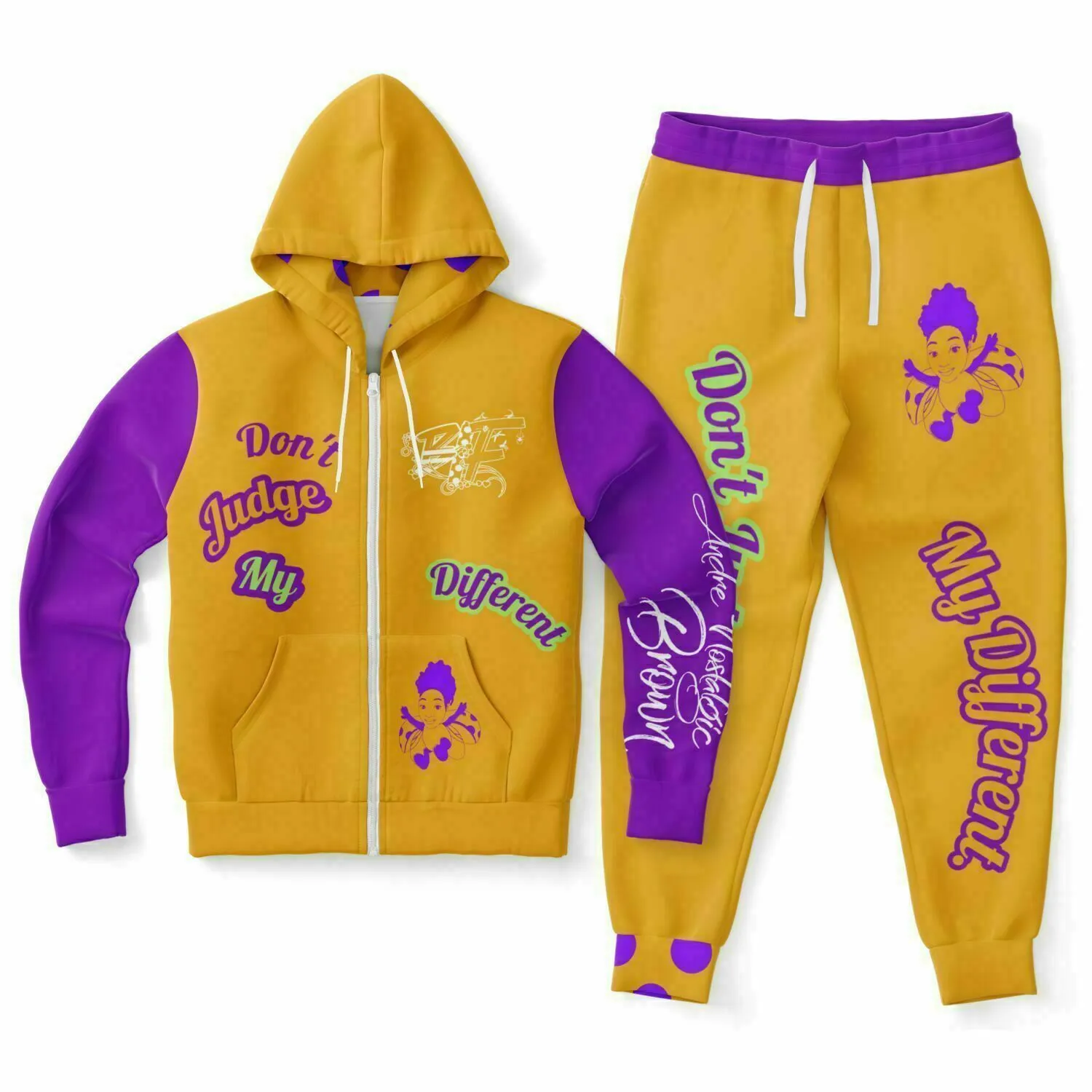 Don't Judge My Different Fashion Ziphoodie & Jogger - AOP