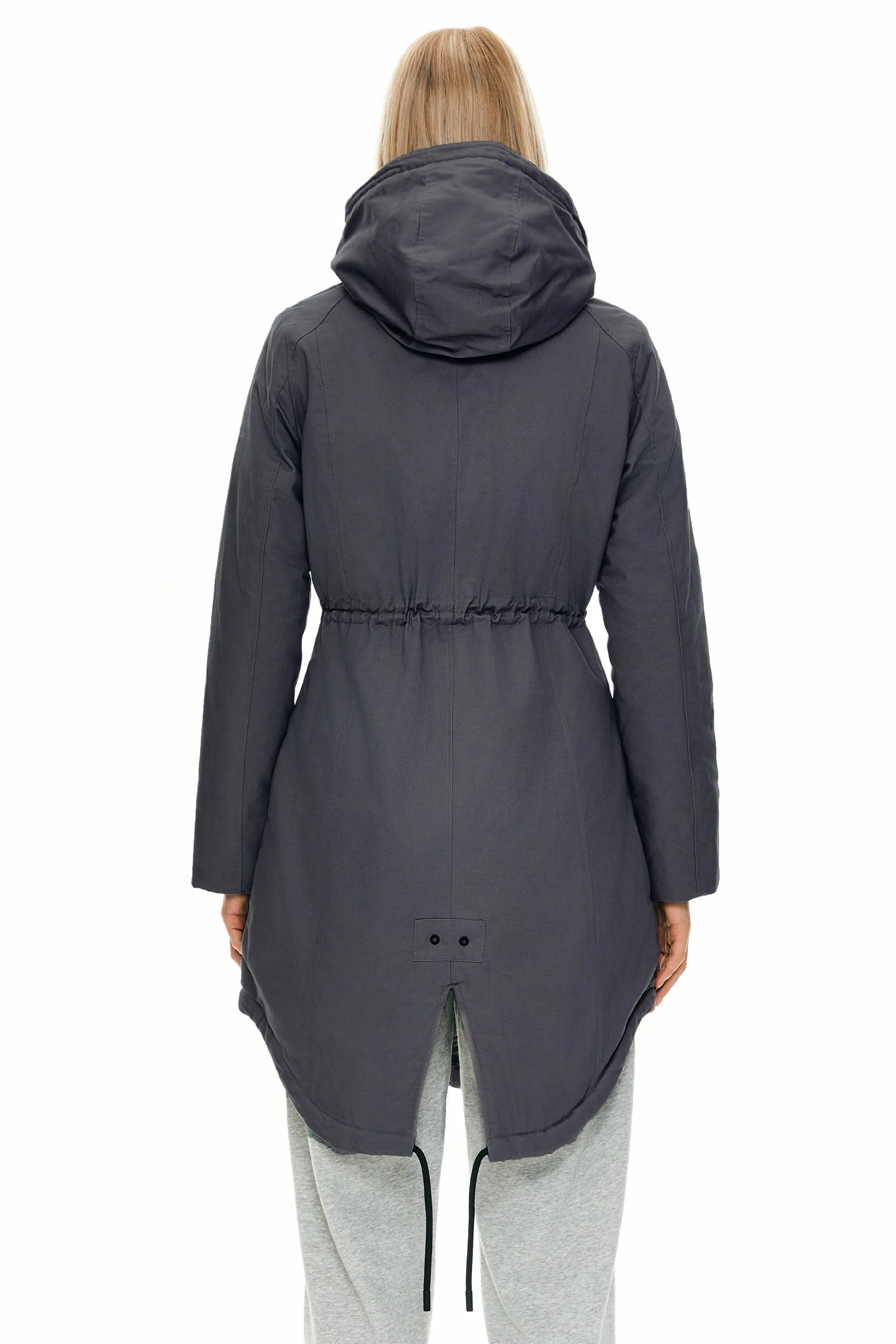Drawstring Waist Fleece-Lined Parka