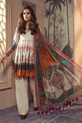 Elegant Pakistani designer khaddar dress in off-white color # P2359