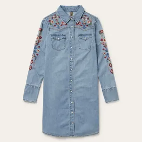 Embroidered Denim Shirt Dress