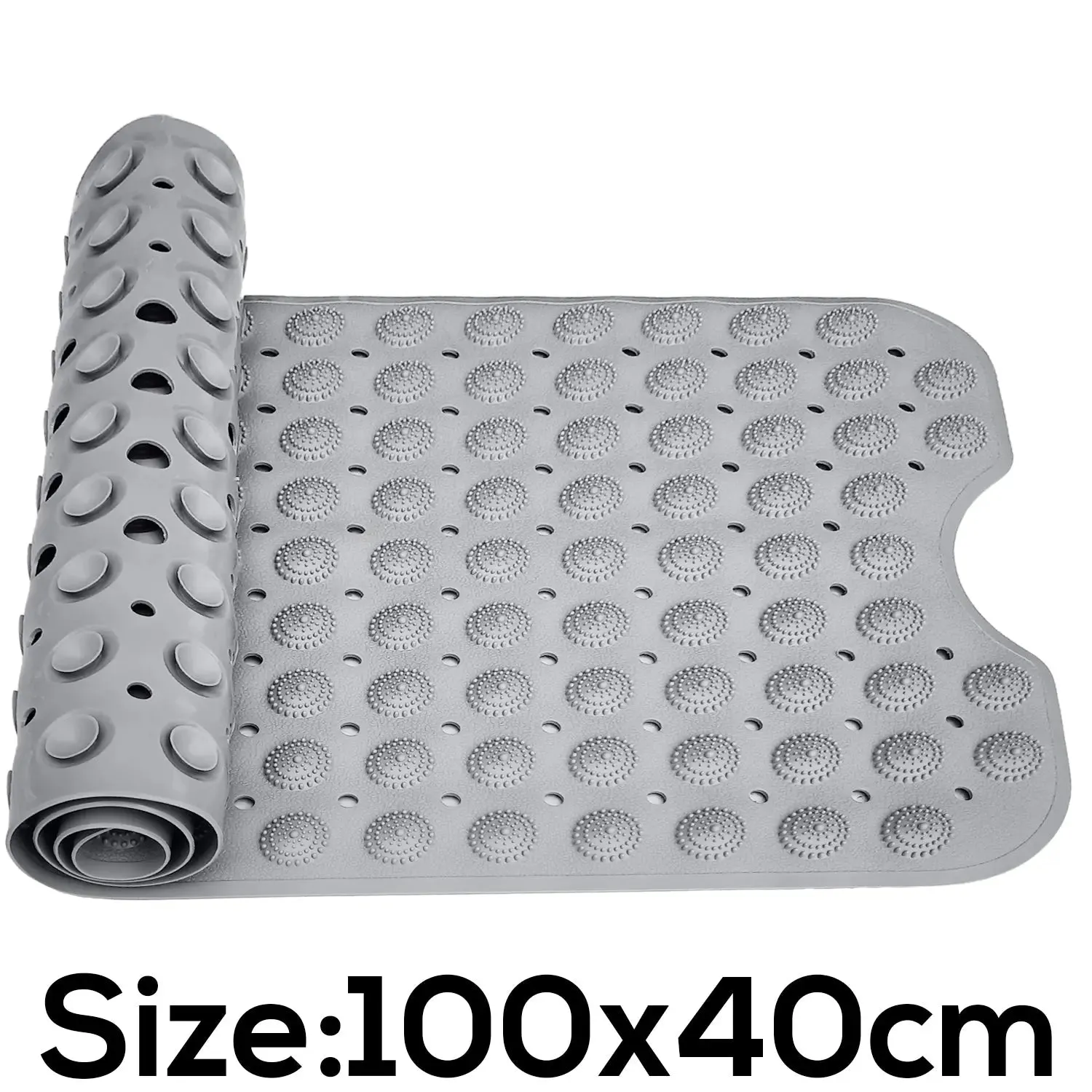 Experia Anti Slip Bath Mat with Suction Cup - 100 x 40 cm (Grey Color With Accu Pebble)