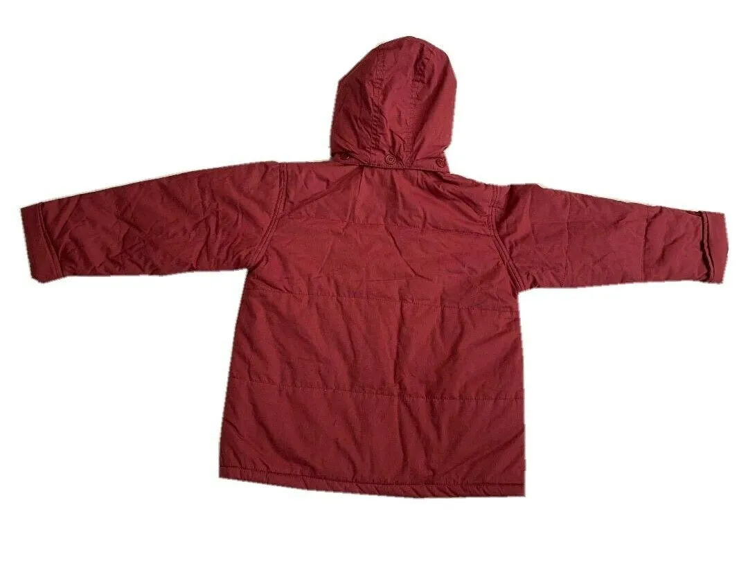 Girls Burgundy padded jacket with furry trim Jacket