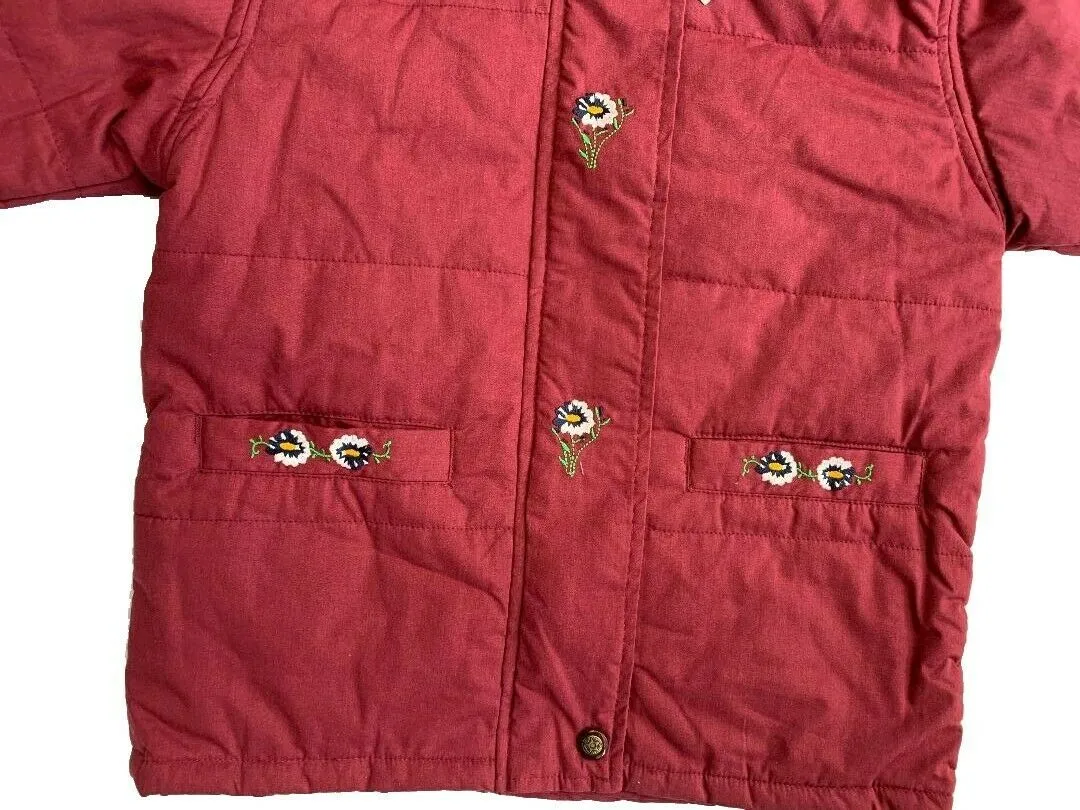Girls Burgundy padded jacket with furry trim Jacket